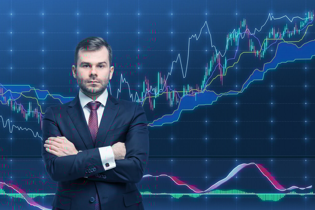 Trader and forex chart.